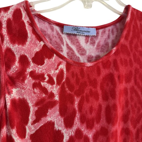 Blumarine Leopard Print Embellished Red Sleeveless Rib Hem Stretchy  Top Size 4 - Picture 3 of 9